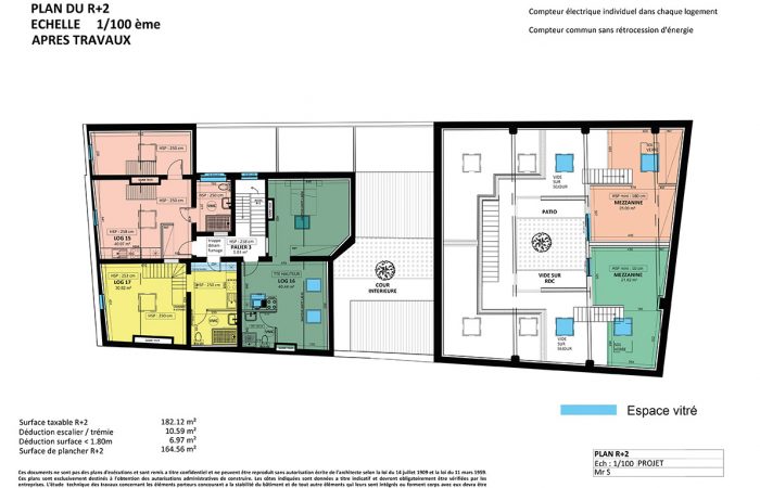 Projets Roubaix - Plan 2e étage colorisé - BK Architectes