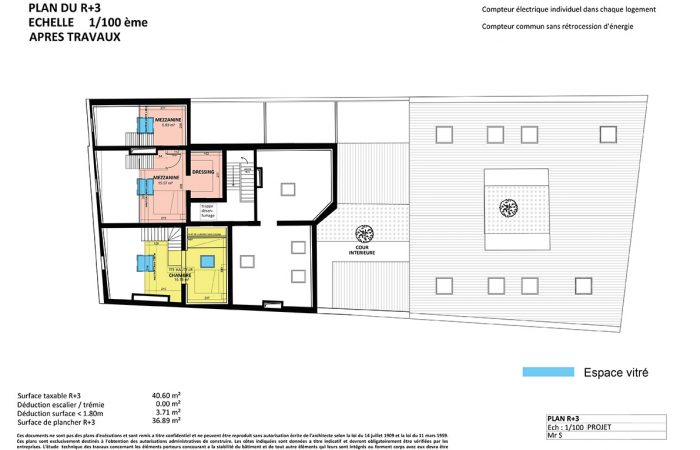 Projets Roubaix - Plan 3e étage colorisé - BK Architectes