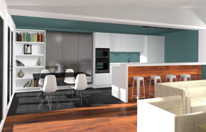 Design d'intérieur de cuisine, maison individuelle - Vue 3D 3 - BK Architectes