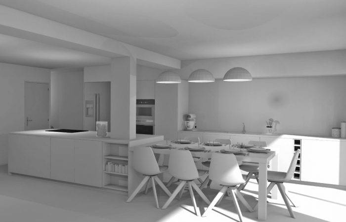 Design d'intérieur d'une maison à Neuville-en-Ferrain - Maquette blanche - BK Architectes