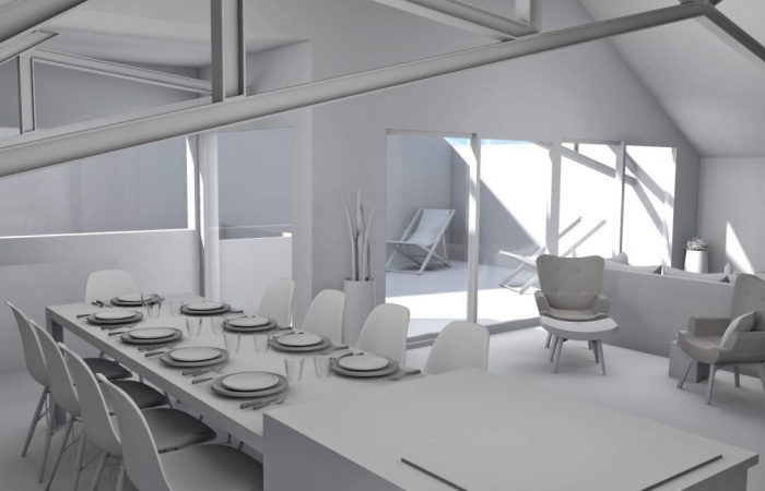 Design d'intérieur d'un loft - Maquette blanche 1 - BK Architectes