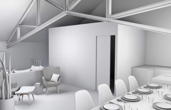 Design d'intérieur d'un loft - Maquette blanche 2 - BK Architectes