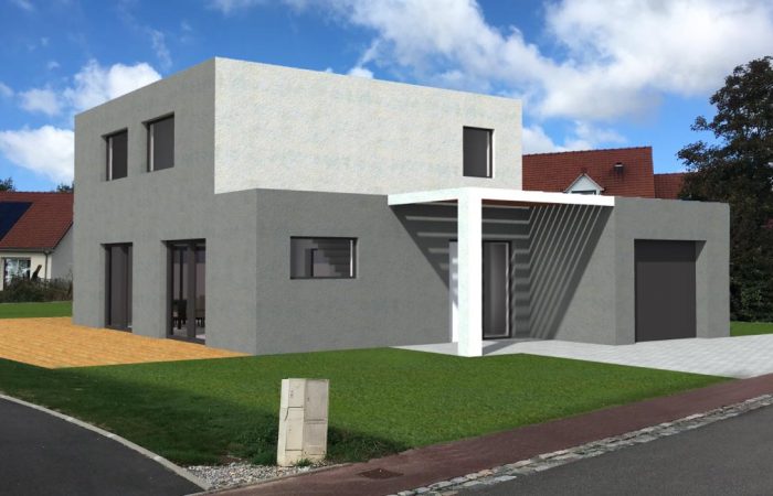 Maison locative sur Etaples (maison cubique) - Insertion 3D - BK Architectes